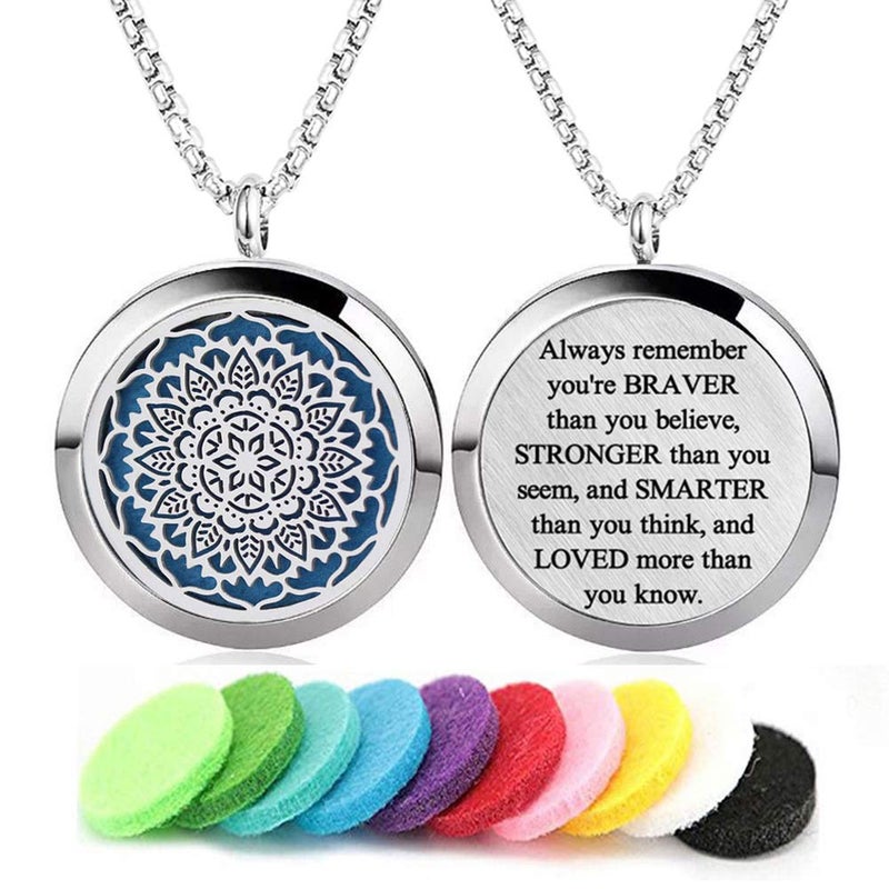 GFONDINGD Aromatherapy Essential Oil Diffuser Necklace 316L Stainless Steel Locket Pendant with 24 Inch Chain (Music) - Image 1